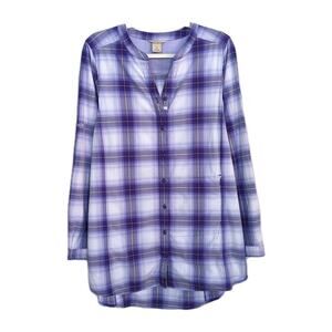 DULUTH TRADING CO Purple Plaid DuluthFlex Sidewinder Tunic Women's Medium